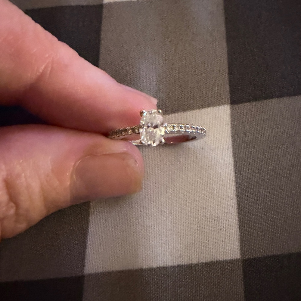 Silver Oval Moissanite Engagement .5kt Ring Size 5